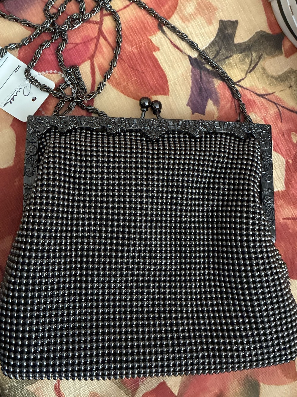 Vintage Talbots Metal Mesh Evening Bag Purse Gunmetal Kiss Lock Victorian Y2K